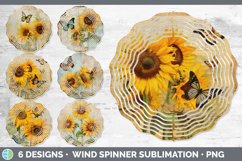Bundle of six Decoupage Sunflowers Wind Spinner designs.