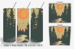 Vintage Sunset Forest Tumbler Wrap PNG