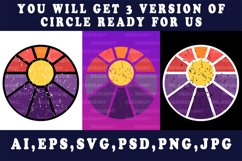 Vintage Sunset Retro sun Circle illustration clip Art Product Image 2