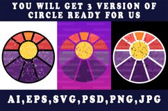 Vintage Sunset Retro sun Circle illustration clip Art Product Image 2