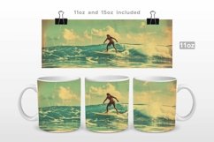 Vintage Surfing Beach Mug Wrap PNG
