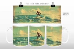 Vintage Surfing Beach Mug Wrap PNG