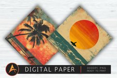 Vintage Surfing Sunset Scrapbook Paper Product Image 1