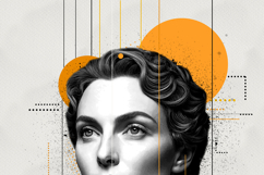 Vintage Surrealism Digital Collage Monochrome Portrait Art Product Image 8