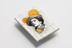 Vintage Surrealism Digital Collage Monochrome Portrait Art Product Image 1