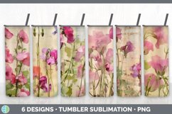 Bundle of six Decoupage Sweet Peas Tumbler designs.