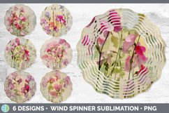 Bundle of six Decoupage Sweet Peas Wind Spinner designs.