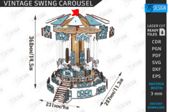 Christmas Carousel Laser Cut|3D Carousel Model|Wooden Puzzle Product Image 2