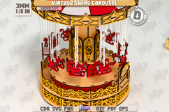 Vintage Swing Carousel Laser Cut | 3D Carousel Model | CNC Product Image 3