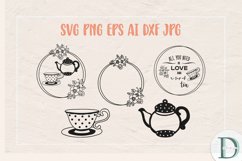 Vintage Tea Cup SVG, Tea Party SVG, Vintage Coffee Cups SVG Product Image 1