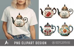 Watercolor Vintage Tea Pot Clipart Product Image 1