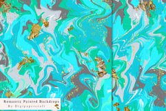 Teal Painted Digital Paper, Marble Textures, Acrylic paint Product Image 2