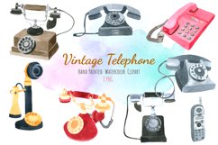 Vintage Telephone Watercolor Clipart png Product Image 1