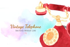 Vintage Telephone Watercolor Clipart png Product Image 2