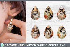 Bundle of six Decoupage Tortoiseshell Cats Teardrop Earrings designs.
