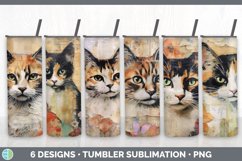 Bundle of six Decoupage Tortoiseshell Cats Tumbler designs.