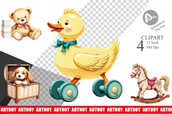 Vintage Toy Animals Clipart Product Image 1