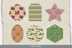Vintage Train Seamless Pattern Shaped Tags Product Image 1