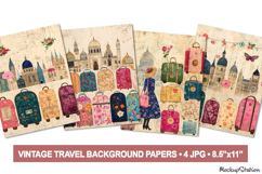 Vintage Travel Junk Journal Pages on Old Paper | Victorian Product Image 1