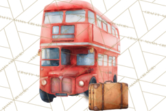 Vintage Travel Clipart, Watercolor Suitcase Clipart PNG Product Image 2