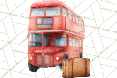Vintage Travel Clipart, Watercolor Suitcase Clipart PNG Product Image 2