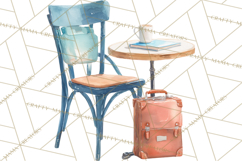 Vintage Travel Clipart, Watercolor Suitcase Clipart PNG Product Image 4