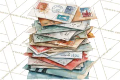 Vintage Travel Clipart, Watercolor Suitcase Clipart PNG Product Image 5