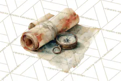 Vintage Travel Clipart, Watercolor Suitcase Clipart PNG Product Image 2