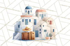Vintage Travel Clipart, Watercolor Suitcase Clipart PNG Product Image 3