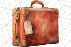 Vintage Travel Clipart, Watercolor Suitcase Clipart PNG Product Image 4