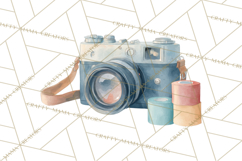 Vintage Travel Clipart, Watercolor Suitcase Clipart PNG Product Image 2