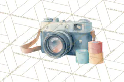 Vintage Travel Clipart, Watercolor Suitcase Clipart PNG Product Image 2