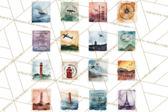 Vintage Travel Clipart, Watercolor Suitcase Clipart PNG Product Image 3