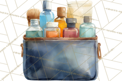 Vintage Travel Clipart, Watercolor Suitcase Clipart PNG Product Image 4