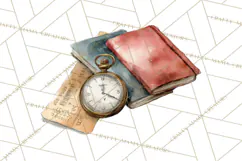 Vintage Travel Clipart, Watercolor Suitcase Clipart PNG Product Image 5