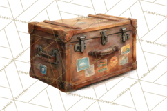 Vintage Travel Clipart, Watercolor Suitcase Clipart PNG Product Image 4