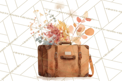 Vintage Travel Clipart, Watercolor Suitcase Clipart PNG Product Image 5