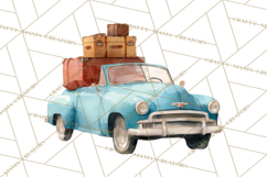 Vintage Travel Clipart, Watercolor Suitcase Clipart PNG Product Image 4