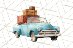 Vintage Travel Clipart, Watercolor Suitcase Clipart PNG Product Image 4