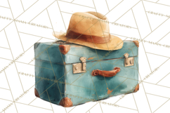 Vintage Travel Clipart, Watercolor Suitcase Clipart PNG Product Image 4