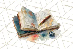 Vintage Travel Clipart, Watercolor Suitcase Clipart PNG Product Image 4