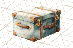 Vintage Travel Clipart, Watercolor Suitcase Clipart PNG Product Image 5