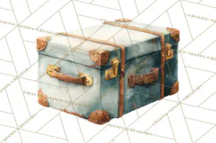 Vintage Travel Clipart, Watercolor Suitcase Clipart PNG Product Image 5