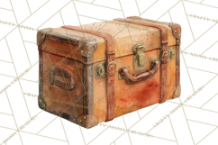 Vintage Travel Clipart, Watercolor Suitcase Clipart PNG Product Image 2