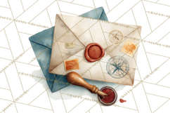 Vintage Travel Clipart, Watercolor Suitcase Clipart PNG Product Image 4