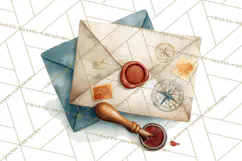 Vintage Travel Clipart, Watercolor Suitcase Clipart PNG Product Image 4