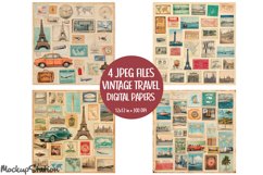 Vintage Travel Junk Journal Pages on Old Paper | Postmarks Product Image 1