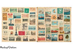 Vintage Travel Junk Journal Pages on Old Paper | Postmarks Product Image 2