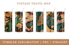 Vintage Travel Map tumbler sublimation bundle 6 wrap design
