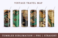 Vintage Travel Map tumbler sublimation bundle 6 wrap design